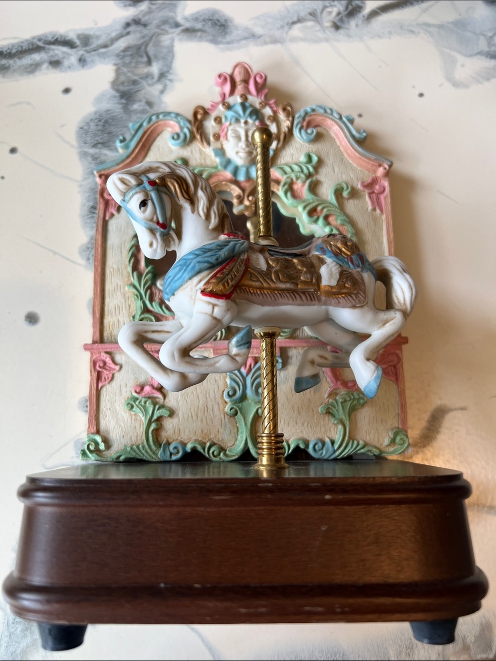 Carousel Horse Music Box - White with Pastel Accents